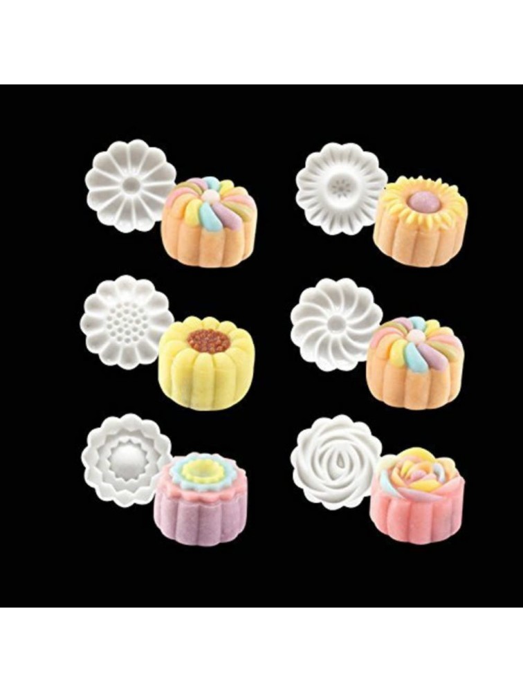GDGY 6+1 Chinese Flowers Pattern Mooncake Mold Candy Pineapple Cake Cookie DIY Baking mold 3D Rose Flower Mooncake Mold Hand Pressure Mould 1 Barrel 6 Stamps DIY Cake Decoration Tool - B8GEUZTDZ