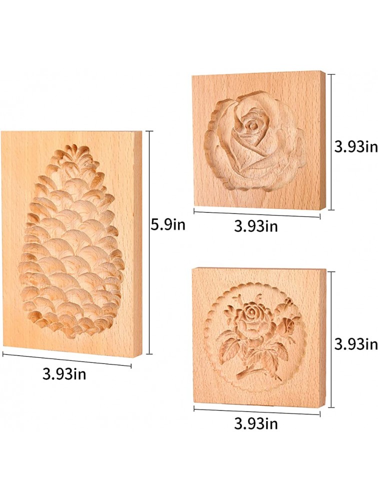 HUIHUIBI 3PCS Pine Cone Mold,3D Creativity Cookie Cutters Wooden Baking Mold,Gingerbread Cookie Stamps Mold for Cookie Stamp Embossing Craft Decorating Baking Tool - BAFR2JZIA