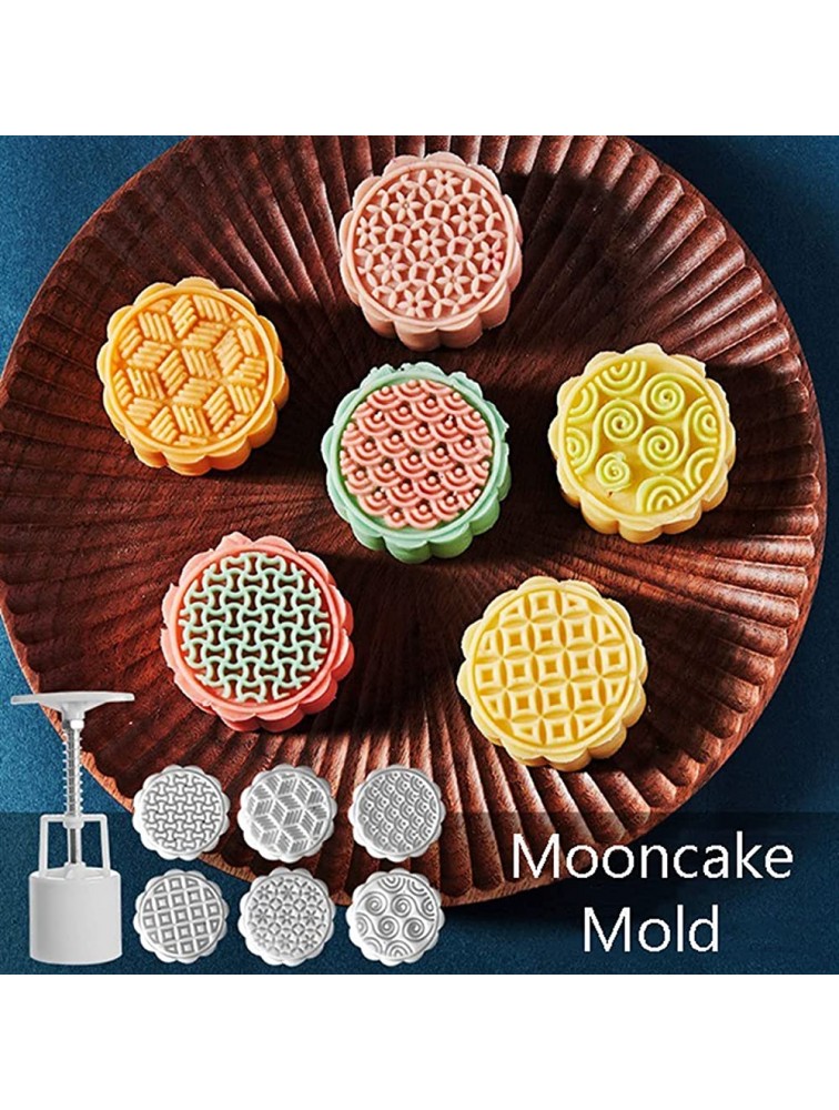 JIMITI Green Bean Cake Geometric Pattern Hand Press Baking Cookie Stamp Cutter Mooncake Mold Moon Cake Mould - B8NKKDXNF
