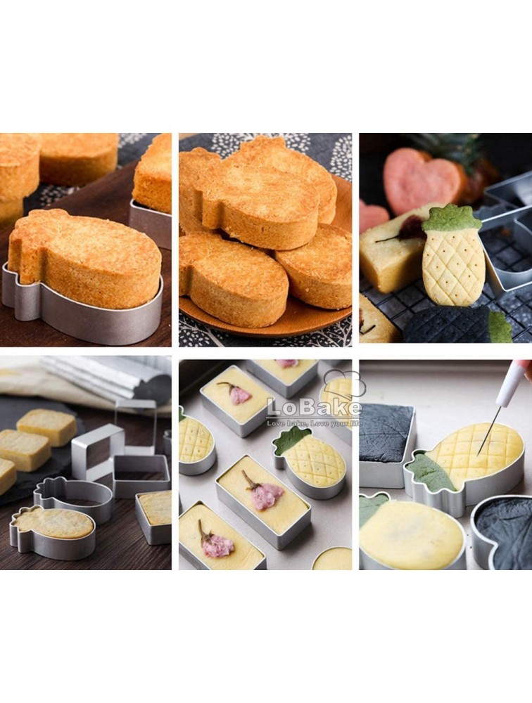 LoBake 2 units Pineapple and rectangle shape aluminium small biscuit mold with stainless steel press stamp fondant cookie molds - BFU3ZAQK2
