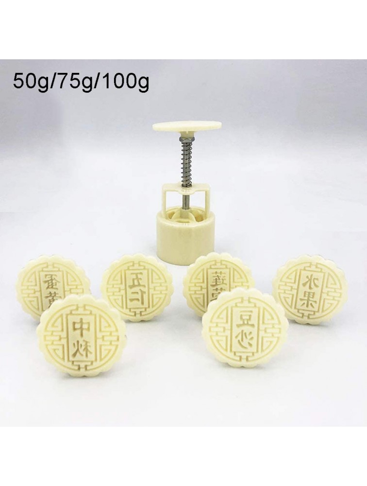 Lovair 6 PCS Moon Cake Mold Mid Autumn Festival DIY Hand Press Cookie Stamps Pastry Tool Moon Cake Maker Decorative Mooncake Molds 1 Mold 6 Stamps 50g 75g 100g - BVZ2OXZNW