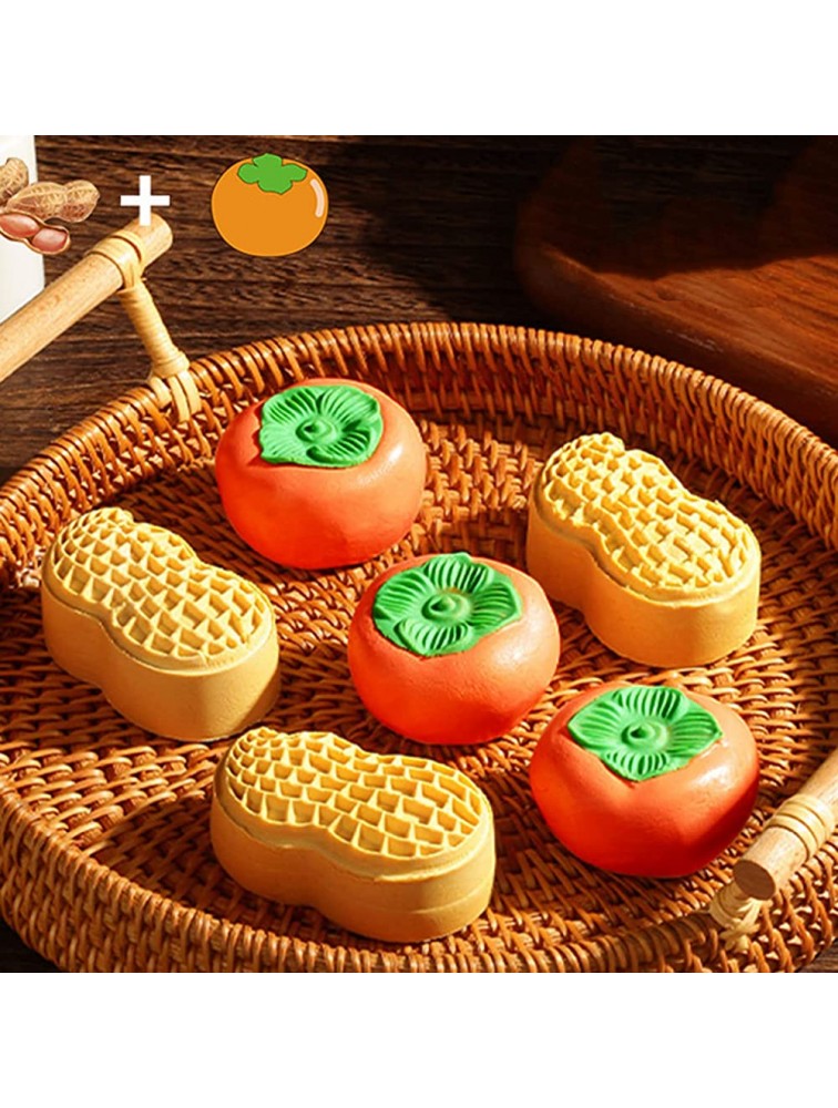 Mooncake Mold 2 Pack Peanuts Persimmon Pastry Mold Mid Autumn Festival Hand Press Moon Cake Maker Cookie Stamps Pastry Maker Tool for Green Bean Cake Bean Paste Cake 50g - BPLWIUD9O