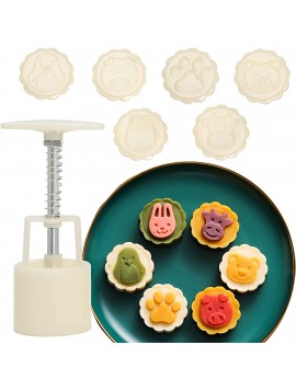 Mooncake Molds Set Mid-Autumn Festival Hand-Pressure Moon Cake maker 6 pcs for baking DIY Hand Press Cookie Stamps Pastry Tool1 Mold 6 Stamps.50g - BNYUWIYKG
