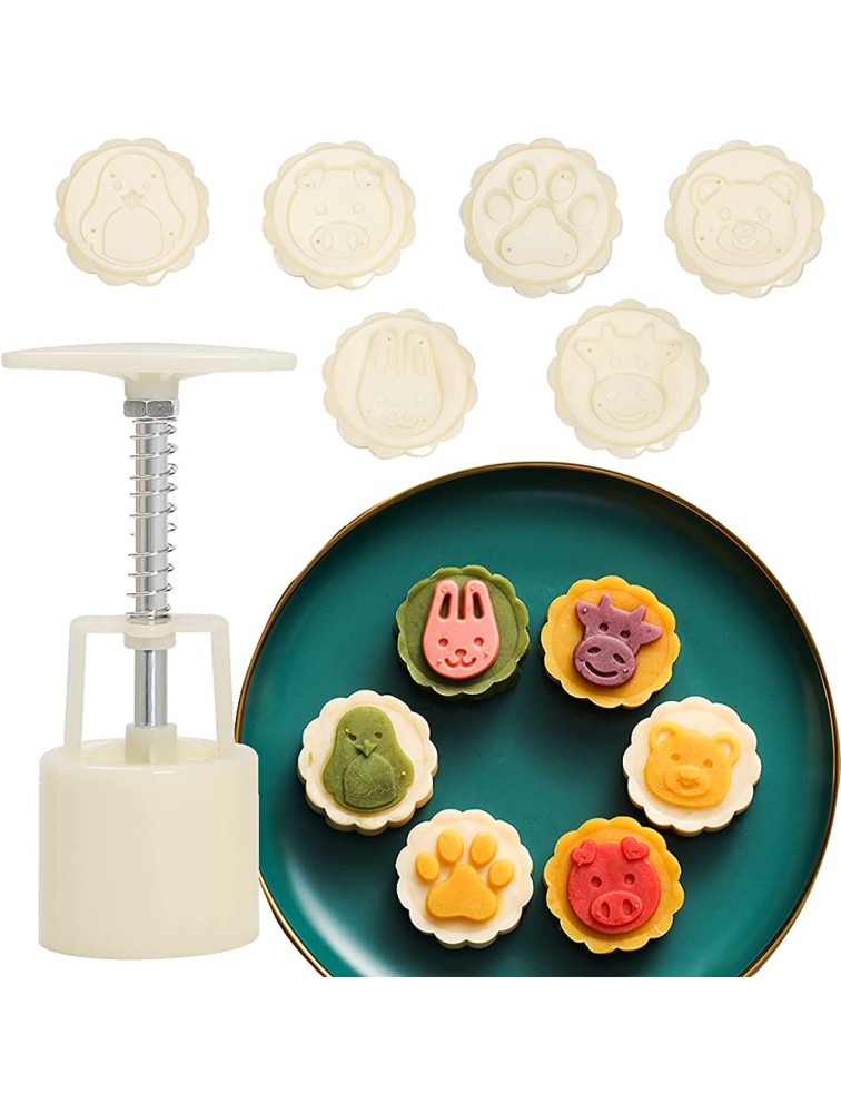 Mooncake Molds Set Mid-Autumn Festival Hand-Pressure Moon Cake maker 6 pcs for baking DIY Hand Press Cookie Stamps Pastry Tool1 Mold 6 Stamps.50g - BNYUWIYKG
