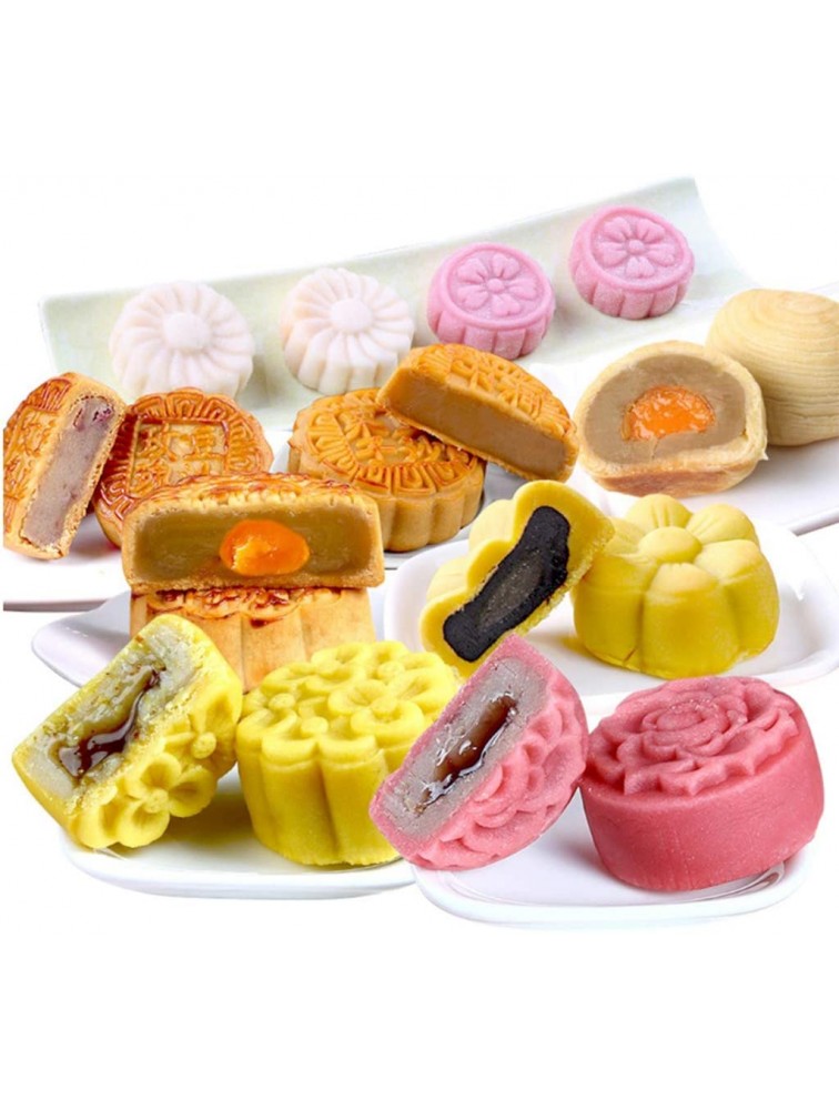 SupremeLife DIY molds,250g Mooncake Mold with 6pcs Round Flower Stamps Hand Press Moon Cake Pastry DIY as shown One size - BQ5EBLWUM