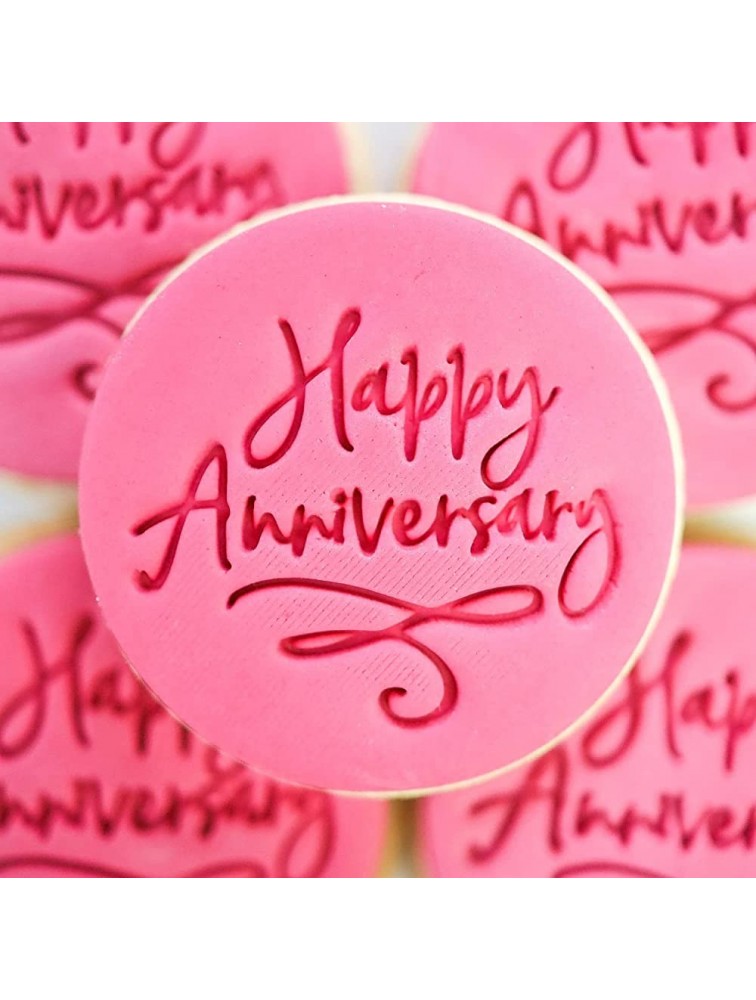 Sweet Stamp Happy Anniversary Plastic Cookie Cupcake Embosser - BARI93OWY