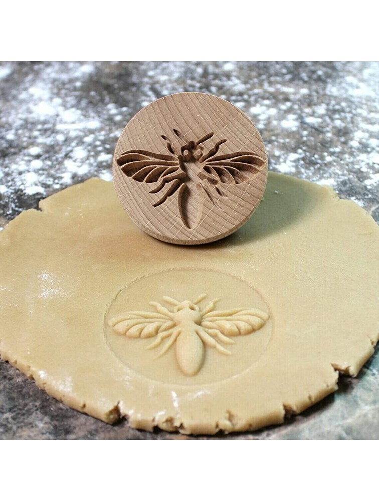 Wooden Cookies Cutter with Handle Funny Biscuit Press Stamp Cookie Molds for Kitchen DIY Halloween Thanksgiving Christmas Bee 6.5*6.5*4 CM - BDTWCXQT1