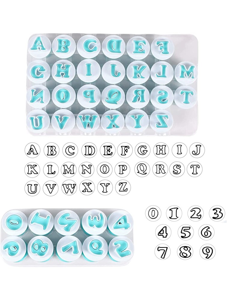 Woohome 40 PCS Fondant Cutters Alphabet & Numbers Fondant Cake Mold Cookie Stamp Impress Cake Biscuit Mold Cake Embosser Cutter Silicone Pad and Scraper for DIY Biscuit Cake Molds - BGP46LTDJ