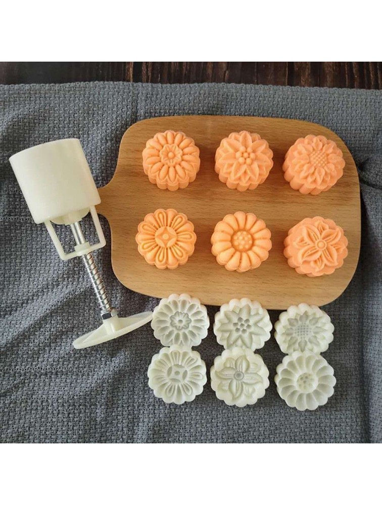 Xiweier 50g Mid-Autumn Festival Baking Flowers Shape Mooncake Mold Cookie Stamps Cookie Press Pastry Tool Handmade DIY Cake DecorationF - B6GNVVX3L