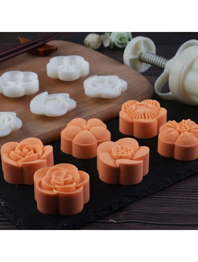 Ylskmu Cookie Stamp 6pcs 75g Moon Cake Mold Set Thickness Adjustable Mid Autumn Festival DIY Hand Press Cookie Cutter Dessert Pastry Decoration Tool Moon cake Maker - BEFBJT7M0
