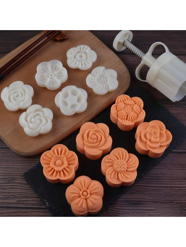 Ylskmu Cookie Stamp 6pcs 75g Moon Cake Mold Set Thickness Adjustable Mid Autumn Festival DIY Hand Press Cookie Cutter Dessert Pastry Decoration Tool Moon cake Maker - BEFBJT7M0