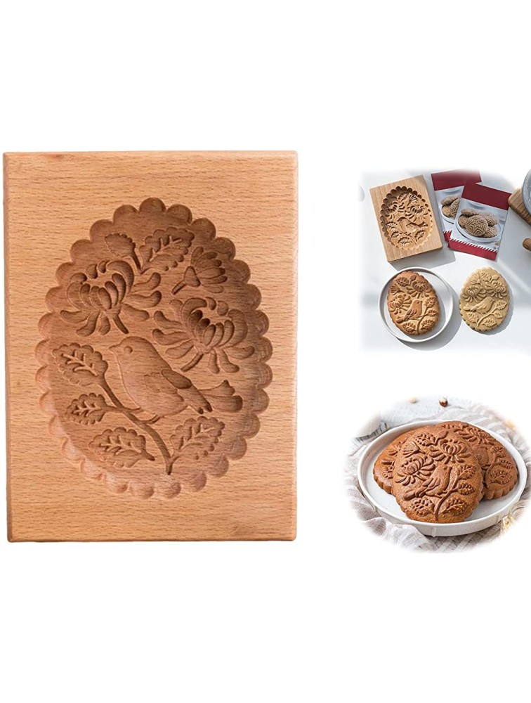 ZKNB Cookie Wooden mold ，Shortbread engraving biscuit mold 3D Creativity Wooden Baking Cookie Biscuit Press  Funny Wooden Cookie Molds for Honeycake Cookies Baking Molds bird - BI5U4HW89