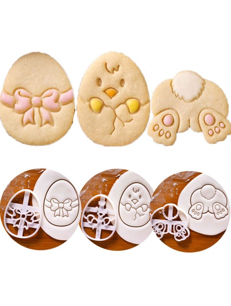 Cewaal Easter Biscuit Mold Cake Decorations Fondant Baking Decorating Tool Cutting Die Bunny Chick Shaped Embosser Mold Biscuit Mould Easter Egg Mold 1pc 3pcs - BKX53M78A