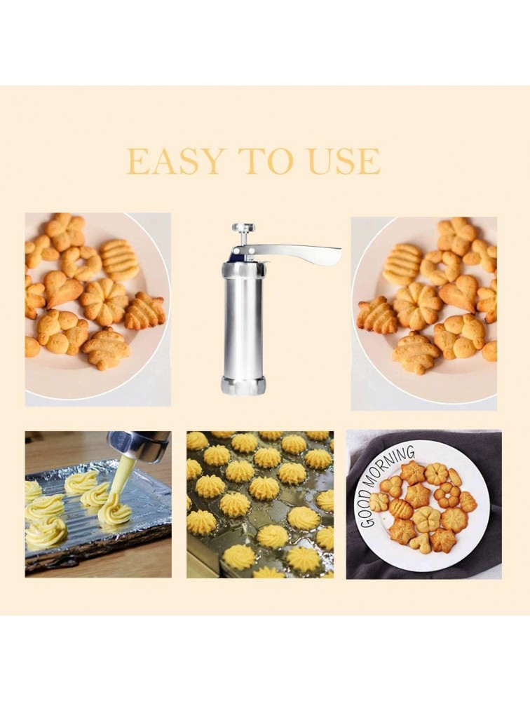 Cookie Press Gun Cookie press APFFSY Stainless Steel Biscuit Press Spritz Cookie press Gun with 20 Cookie Discs and 4 Nozzles for DIY Biscuit Maker - BI0ZYBVYZ