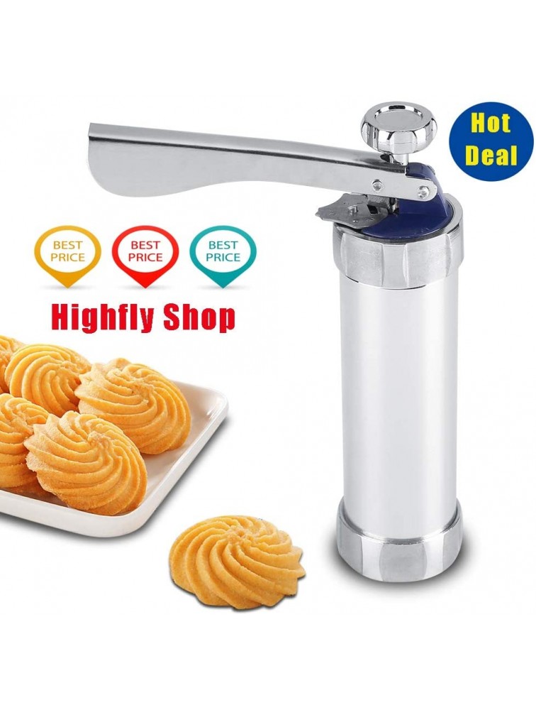 Cookie Press Gun Kit DIY Cookie Machine Making Cake Decorating Tools with 20 Stainless Steel Cookie discs and 4 nozzles - BPQBO86T4