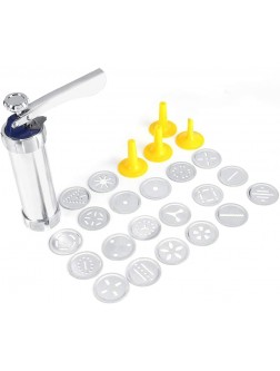 Cookie Press Gun Kit DIY Cookie Machine Making Cake Decorating Tools with 20 Stainless Steel Cookie discs and 4 nozzles - BPQBO86T4