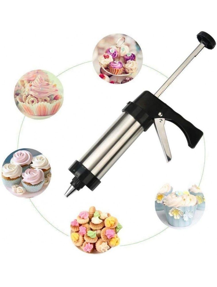 Cookie Press Gun Kit Stainless Steel Cookie Decorating Supplies 8 Icing Nozzles and 13 Molds for Biscuit Cake Decoration - BAFCI2YX8