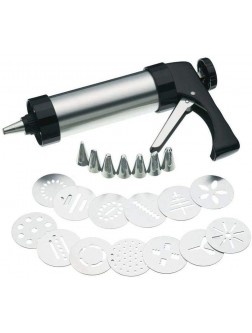 Cookie Press Gun Kit Stainless Steel Cookie Decorating Supplies 8 Icing Nozzles and 13 Molds for Biscuit Cake Decoration - BAFCI2YX8