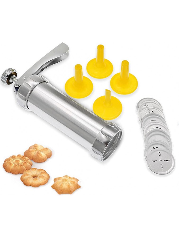 Cookie Press Machine Stainless Steel Cookie Press with 20 Cookie dies and 4 Icing Nozzles ，Biscuit Baking Press Cookie Maker for DIY Biscuit Maker and Decoration - BMTMWES4A