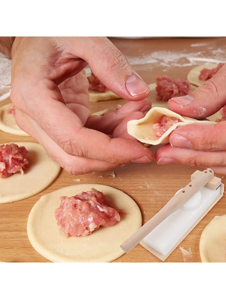 GANAZONO Dough Pressing Tool Wooden Tortilla Press Dumplings Maker Long Handle Dumpling Skin for Dough Dumplings Ravioli Pierogi Maker - BF3F3XZE9