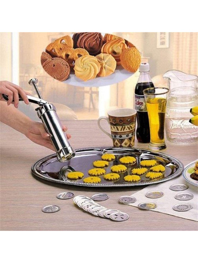Genericed Cookie Press Steel Spritz Cookie Press,Icing Kit with 20 Cookie Discs and 4 Piping Nozzle for DIY Biscuit - BFLJ2VHBI