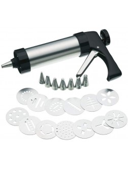Stainless Steel Cookie Press Gun Set 8 Icing Nozzles 13 Molds for Biscuit Cake Decoration - BMB01YCY0