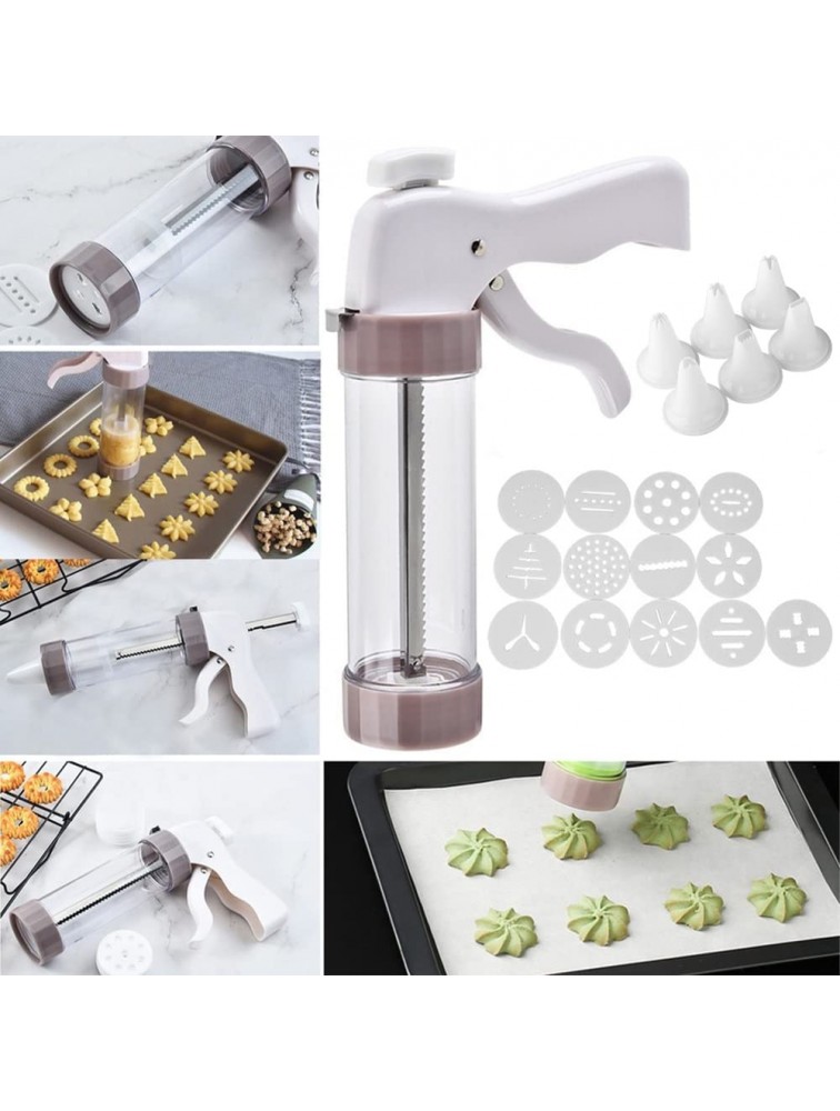 Suuker Cookie Press Maker Machine,Clear Cookie Press Gun Kit with 13 Discs and 6 Icing Tips for DIY Cookie Biscuit Maker and Cake Frosting Decoration - BQ8IPMKHA