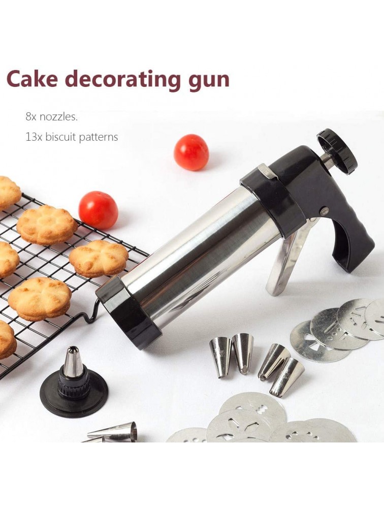 XIAOSI Mold DIY Pastry Extruder Dessert with 13 Blades & 8 Piping Nozzles Cookie Press Gun Cookie Making Machine Baking Tool Biscuit MakerSilver - BJ07HHHRP
