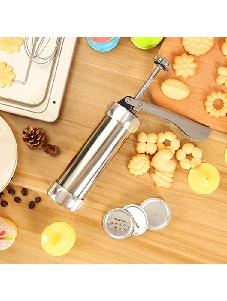YOOUSOO Cookie Maker Cookie Press Gun Kit Stainless Steel Biscuit Press Maker with 20 Disc and 4 Nozzles Homemade Baking Tool Biscuit Cake Dessert DIY Maker and Decoration - B688UBFTN