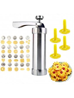 YOOUSOO Cookie Maker Cookie Press Gun Kit Stainless Steel Biscuit Press Maker with 20 Disc and 4 Nozzles Homemade Baking Tool Biscuit Cake Dessert DIY Maker and Decoration - B688UBFTN