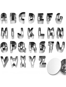 26pcs Alphabet Cookie Cutters Set Small Stainless Steel Letter Molds for Baking Pastry Fondant Donuts Biscuit Fruit Cake Decorating Tools by ALNGFUIK - BHFPVRQIV