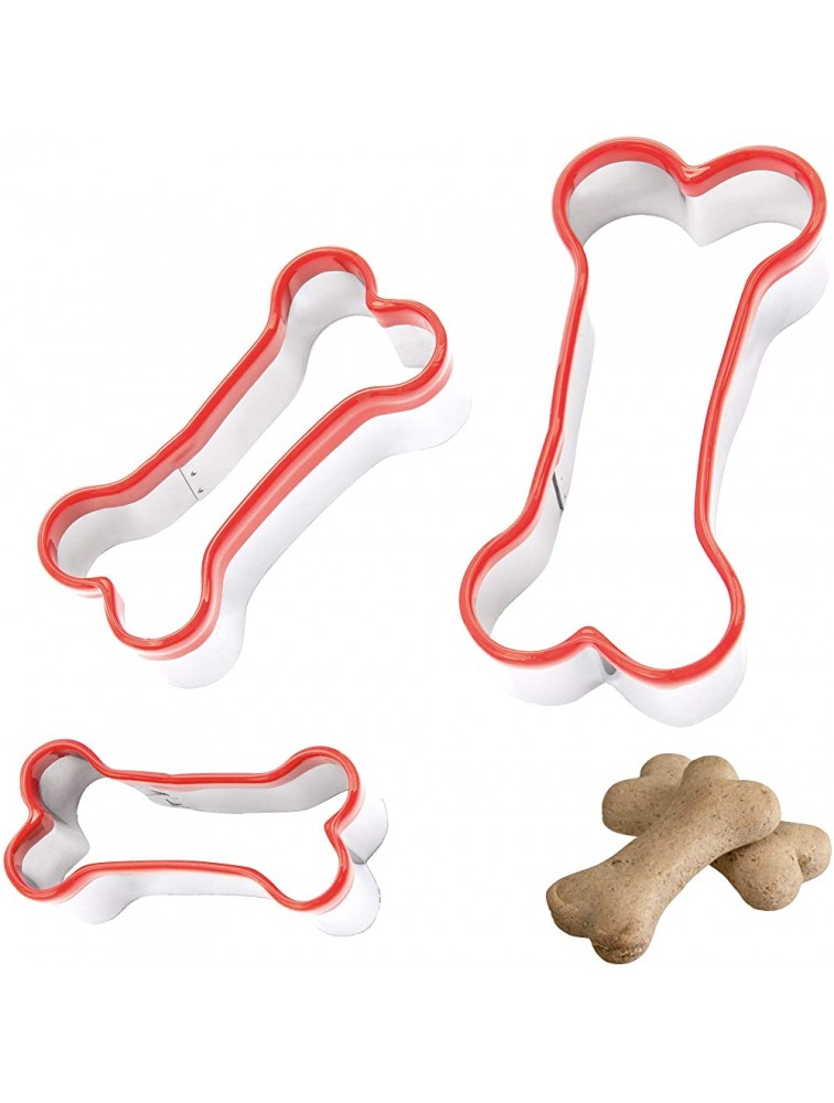 3 Pieces Dog Bone Cookie Cutters Set Dog Treats Cookie Cutter Dog Bone Shapes Cutters Homemade Dog Biscuit Treats Cutters Coated with Soft PVC for Protection 2.4 3.2'' 3.9'' - BN0NXIMU8