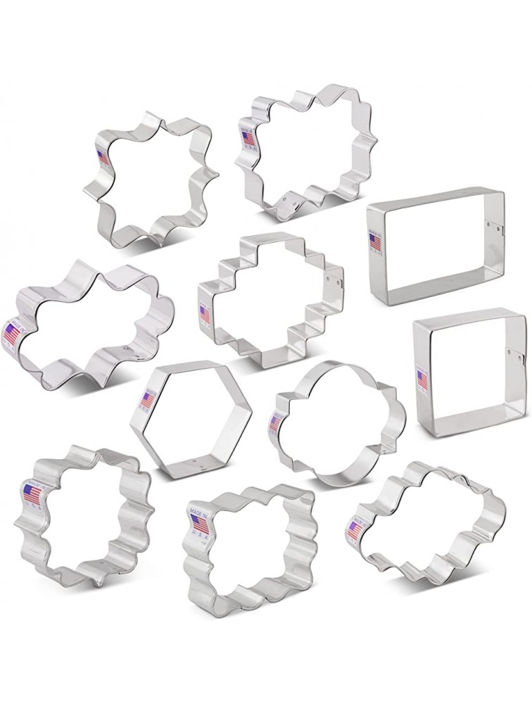 Ann Clark Cookie Cutters 11-Piece Plaques Frames and Tiles Cookie Cutter Set with Recipe Booklet - B9JPCXDP2