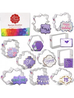 Ann Clark Cookie Cutters 11-Piece Plaques Frames and Tiles Cookie Cutter Set with Recipe Booklet - B9JPCXDP2