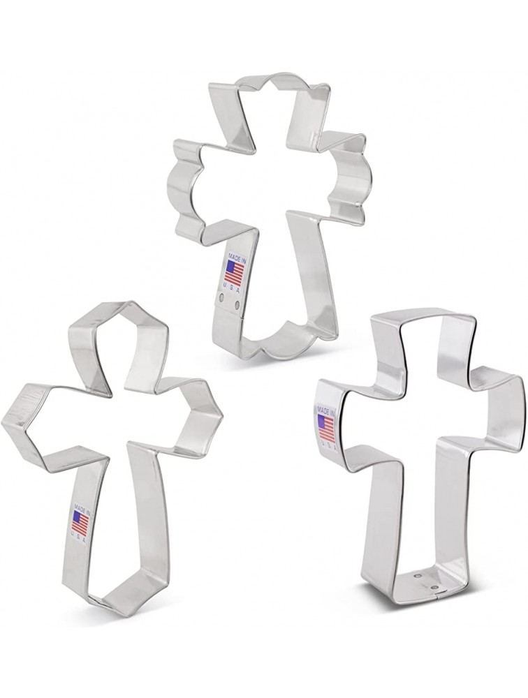 Ann Clark Cookie Cutters 3-Piece Cross Cookie Cutter Set with Recipe Booklet Holy Cross Extra Large Cross Fancy Cross - BKRJB3CUB