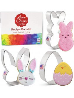 Ann Clark Cookie Cutters 3-Piece Easter Cookie Cutter Set with Recipe Booklet Easter Bunny Egg and Rabbit Head - B0MTWHLAI