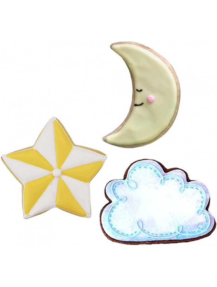 Ann Clark Cookie Cutters 3-Piece Twinkle Little Star Cookie Cutter Set with Recipe Booklet Star Moon - BDHELKXDT