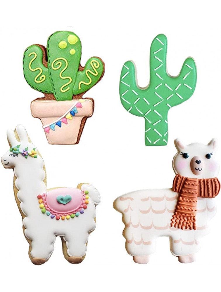 Ann Clark Cookie Cutters 4-Piece Llama and Cactus Cookie Cutter Set with Recipe Booklet - BFREESN3J