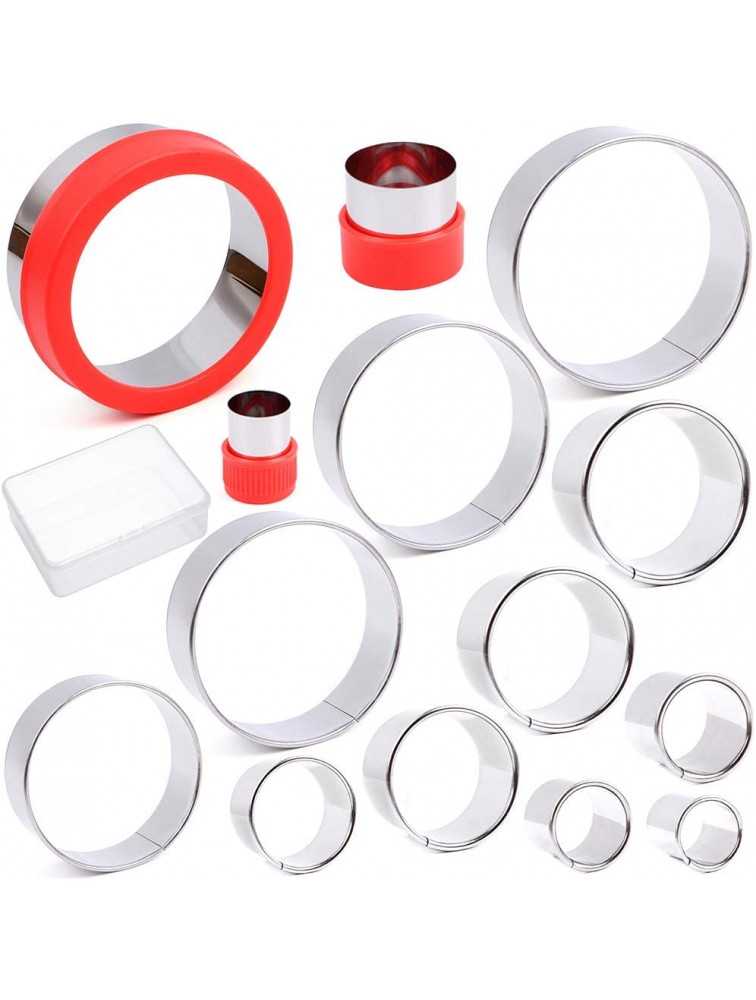 BakingWorld Round Cookie Cutter Set 14 Piece Circle Shapes Stainless Steel Cookie Fondant Cutters Mold for Donuts Biscuits Bread Cake and SandwichesAssorted Sizes - BZOGR2YAZ