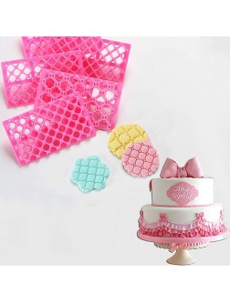 Cake Fondant Embossing Mould,9 Pack Different Patterns Fondant Embosser,Lace Flower Cookie Cutter Set,Diamond Shaped Biscuit Molds,Cake Fondant CupCake Decorating - BSOYLM1QK