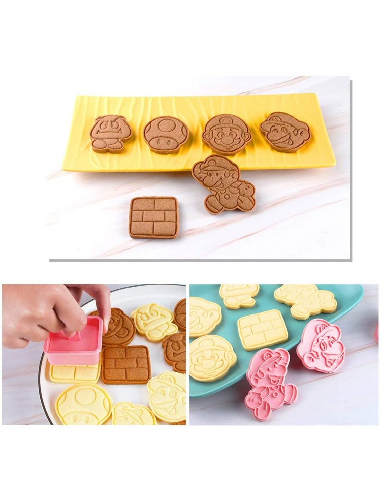 Channel V 3D Cookie Cutters and Stamper Super Mario Piggy Unicorn Biscuit Cutters Embossing Fondant Baking Tool Sugar Craft Cake Decoration Cookie Stamps Set of 12 Super Mario Cookie Cutter - BSRZUQ2EJ