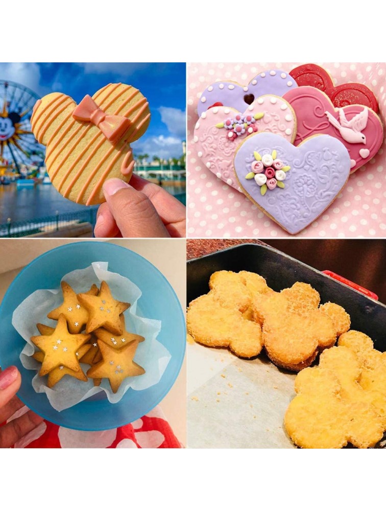 Cookie Cutter for Kids,Mickey & Minnie Mouse Unicorn Dinosaur Heart Star Shapes Stainless Steel Cookie Cutters Mold for Cakes,Biscuits and Sandwiches - BH0XSSYP4