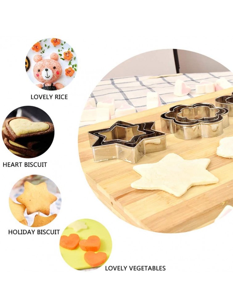 Cookie Cutters Biscuit Shapes Set 12PCS Cookie Pastry Fruit Vegetables Stainless Steel Molds Cutters | Heart Star Circle Flower Shaped Mold Cookie Cutters For Halloween Christmas Valentine - B9GL8XFAL