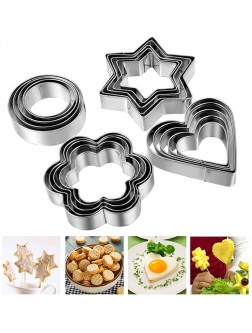 Cookie Cutters Biscuit Shapes Set 12PCS Cookie Pastry Fruit Vegetables Stainless Steel Molds Cutters | Heart Star Circle Flower Shaped Mold Cookie Cutters For Halloween Christmas Valentine - B9GL8XFAL