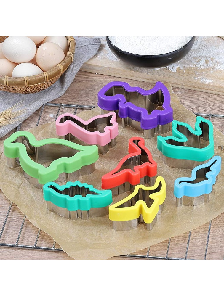 Dinosaur Cookie Cutters Set Stainless Steel Shaped Cookie Candy Food Cutters Molds for DIY Kitchen Baking Kids Dinosaur Theme Birthday Party Supplies Favors 8pack - BMAZK3YPW