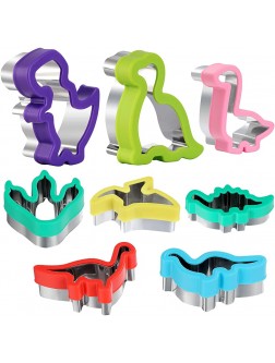 Dinosaur Cookie Cutters Set Stainless Steel Shaped Cookie Candy Food Cutters Molds for DIY Kitchen Baking Kids Dinosaur Theme Birthday Party Supplies Favors 8pack - BMAZK3YPW