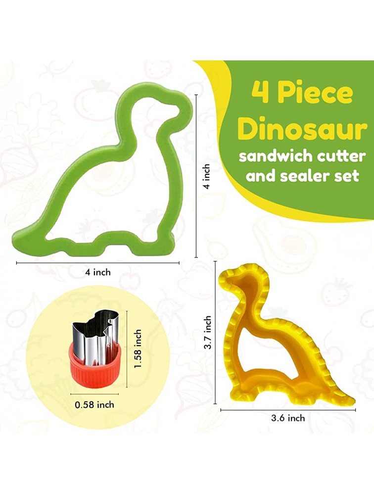 Dinosaur Sandwich Cutter and Sealer For Kids Set Stainless Steel Sandwich Decruster For Kids Lunchbox Accessories & Bento Kids Lunch Box - B3YGCBJM5
