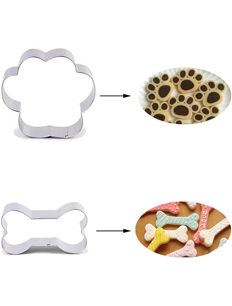 Dog Cookie Cutter Set Dog Bone and Dog Paw Print Biscuit Cookie Mold for Homemade Treats Stainless SteelAssorted Sizes - BJ6ZQ333V