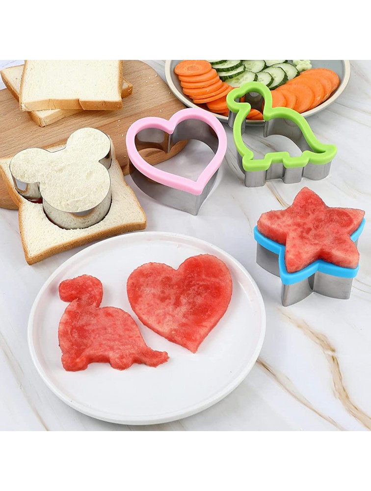 Elfkitwang Sandwich Cookie Cutters Set Dinosaur,Heart,Star,Mickey Sandwich Knife Cookie Knife Vegetable Cutter Food Grade Cookie Mould.12Pcs - BTHWOA1U7