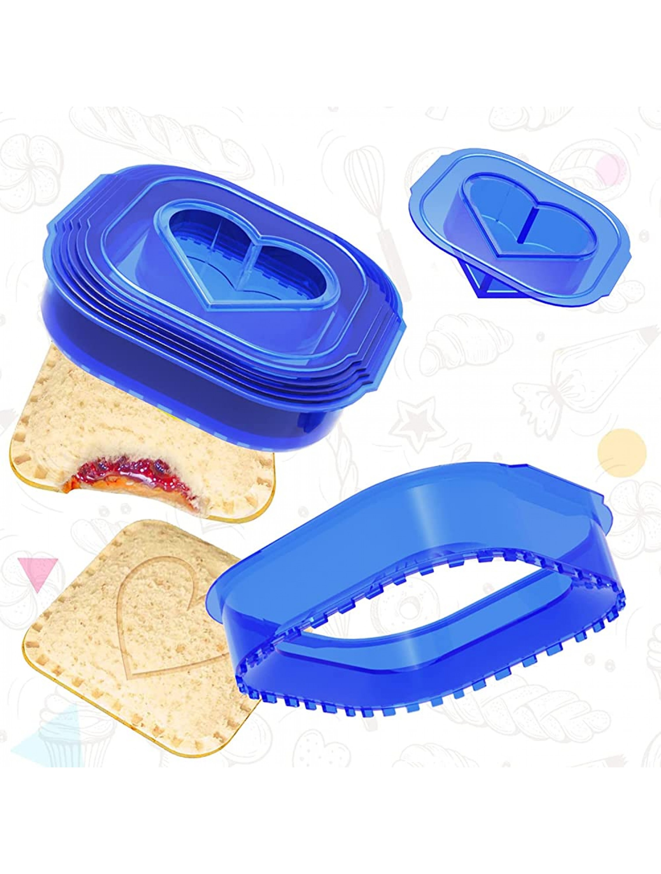 FDGDFH Sandwich Cutter and Sealer Uncrustables Sandwich Maker ,Sandwich Cutter for Kids,Great for Lunchbox and Bento Box,Square Shapes Sandwich Decruster - BYAGIF2TI